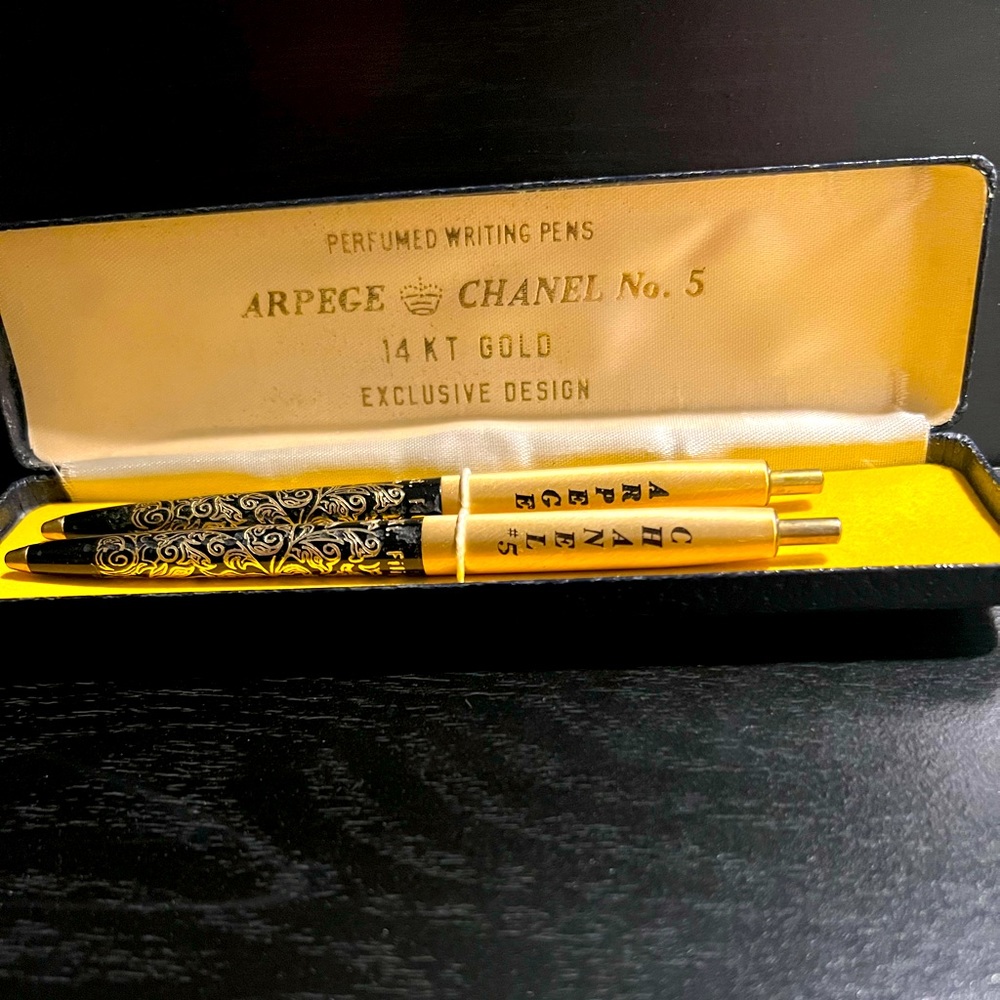 Vintage Chanel perfumed writing pens with case